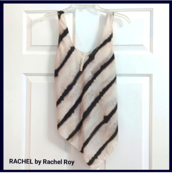 RACHEL by Rachael Roy.Gray & black diagonal zebra stripe sleeveless tank top, s - Picture 1 of 11